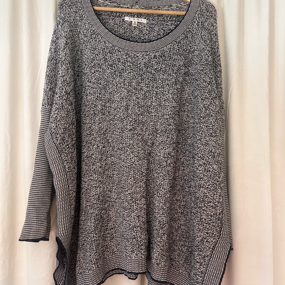 CAbi Black and Gray Crew Neck Sweater